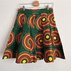 Francis + Benedict African Skirt Small Colorful Pinwheel Zipper Circles NEW‎